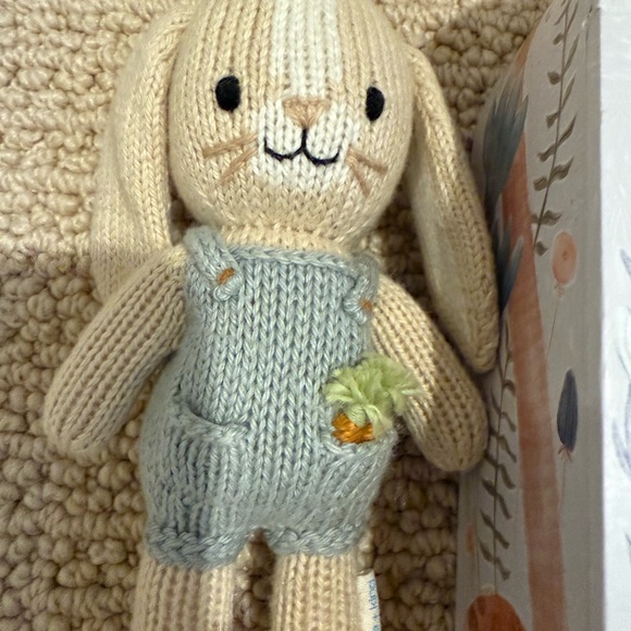 Adorable Knit Bunny Toy in Cream and Blue Cuddle + Kind Mini Henry - Picture 3 of 10